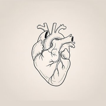 Detailed Anatomical Heart Illustration - A Medical and Biological Visual.