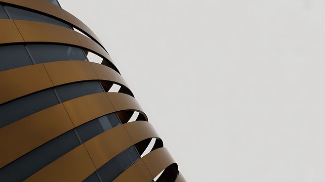 Minimalist 3D Render of Highly Structured Bronze Architectural Curves on White