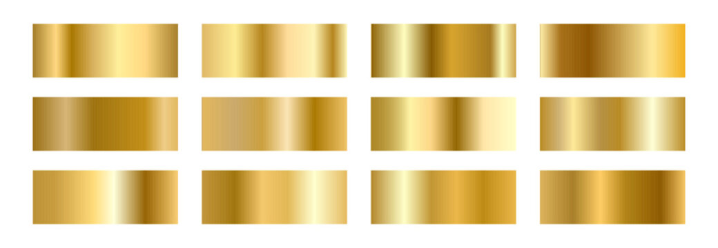 Gold Foil Palette. Elegant gradients in metallic finishes for premium design. Vector illustration.