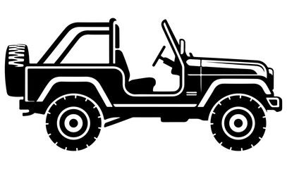 Jeep Vector Wrangler Silhouette Illustration, Jeep Car Vector, car, jeep, vehicle, wheel, automobile, off-road © Uttham