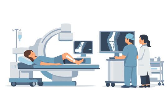 doctor and patient, fluoroscopy, fracture, radiology