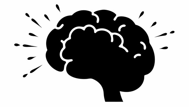 Creative brainstorming concept with exploding idea in black silhouette on white background