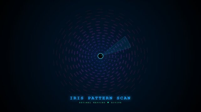 Secure digital iris pattern scan illustrating biometric data flow for advanced retinal mapping and identity verification technology concept
