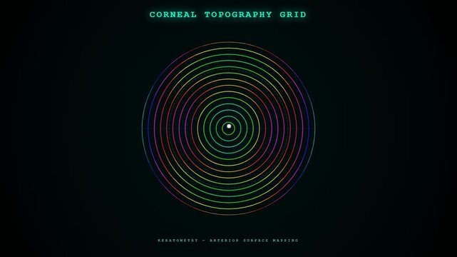 Corneal topography grid illustrates a dynamic Biometric Data Flow for precise eye surface mapping and diagnostic insights.