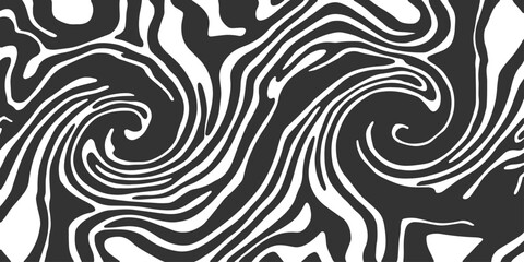 Seamless black and white abstract pattern featuring a vector zebra skin texture with wild wave lines and striped marble swirls for a decorative textile wallpaper design © NAYEM
