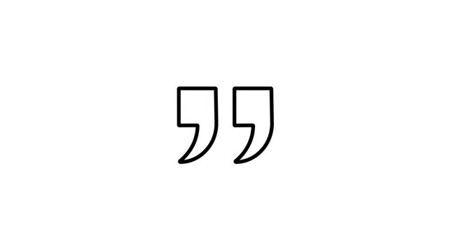 Minimalist animation of lines forming black quotation marks. Perfect for quote overlays, typography projects, or social media visuals. Transparent background, 4K video.