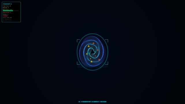 An intricate digital process for Biometric Data Integration ensures secure identity verification within a futuristic animated user interface.