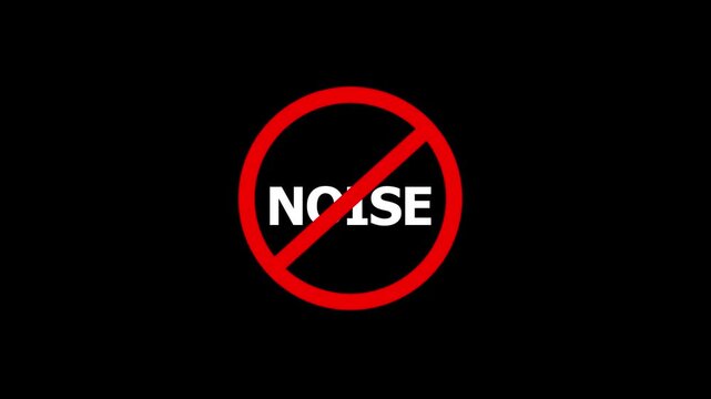 No Noise Prohibition Sign Animation. 4K Safety Warning Symbol, Caution Alert & Compliance on white Background and features 4k Motion graphics