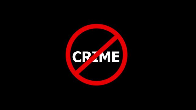 No Crime Prohibition Sign Animation. 4K Safety Warning Symbol, Caution Alert & Compliance 4k Motion graphics on Black Background