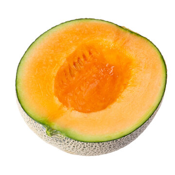 Melon and Slice of melon isolated on a transparent background.
