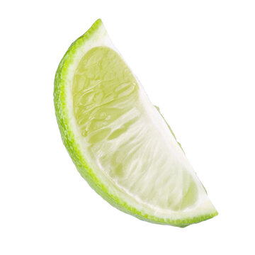 Whole and sliced limes, Sour green fruit isolated on a transparent background.