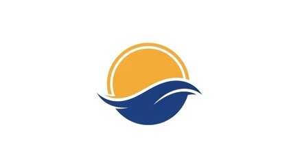Fototapeta premium Minimalist Sun and Wave Logo Design for Travel and Nature Concepts.