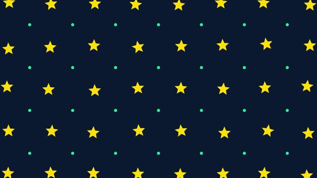 Yellow Star and Green Dot Seamless Minimalist Flat Design Pattern Decorative Background for Graphic Projects
