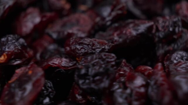 Extreme close-up background texture of dried cranberries