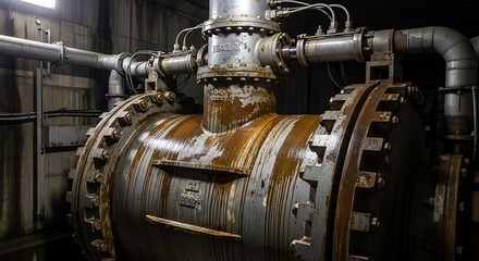 Obraz premium Rusty Steel Industrial Machinery Showing Close Up Detail