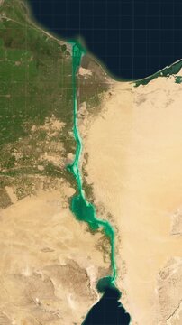 Suez Canal Map With Loop Animation In Vertical