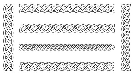Celtic Knot Seamless Border Set Braided Rope Ornaments for Vintage Frames © MstRazina