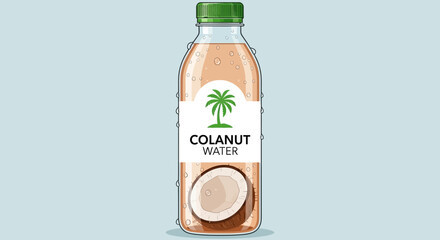 Coconut Water Bottle with Green Cap. © JJ_Stock
