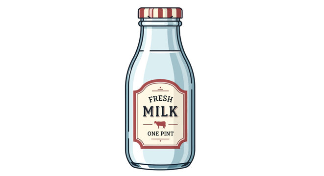 Glass Bottle of Milk Illustration.