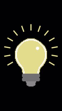 Vertical Pixel **Light Bulb Idea** Icon Overlay for **Eureka Moment** Reels 4K