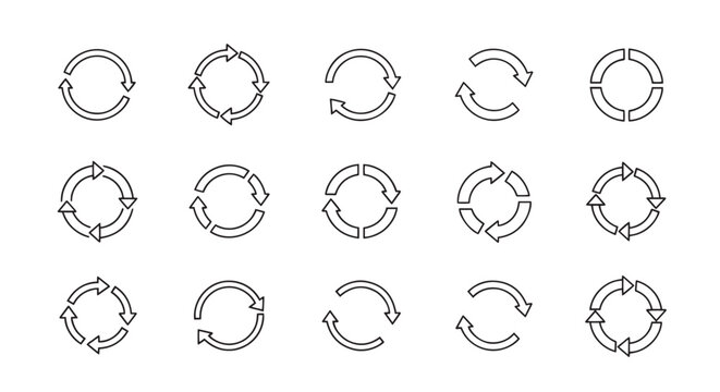 Circle Arrow Refresh and Sync Icons Set for Interface Design