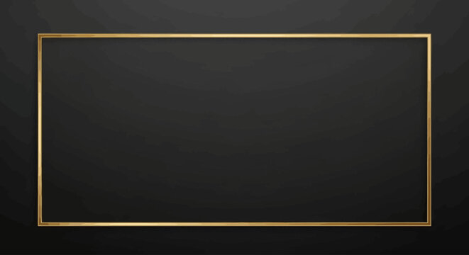 Elegant thin gold frame on a dark black background mockup