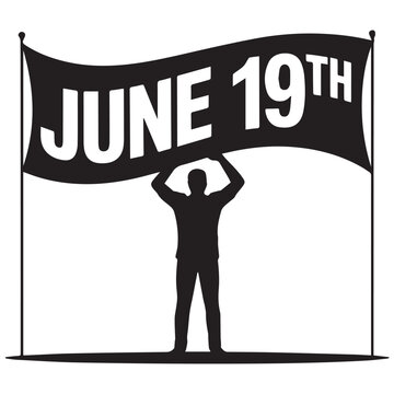 Juneteenth celebration banner - man holding banner commemorating freedom day