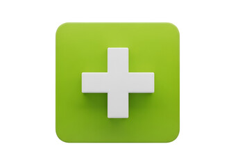 Obraz premium Modern green plus icon symbol for adding or creating new content