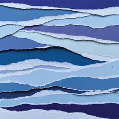Fototapeta premium Blue paper layers in abstract design.