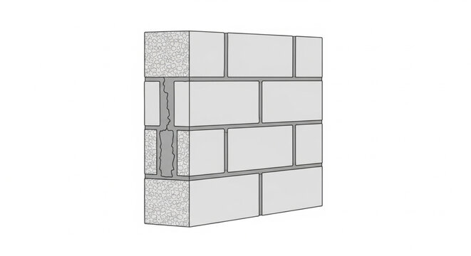 Damaged AAC Block Wall with Vertical Crack Illustration