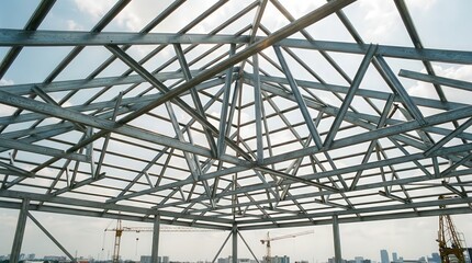 Fototapeta premium Steel frame structure under construction.