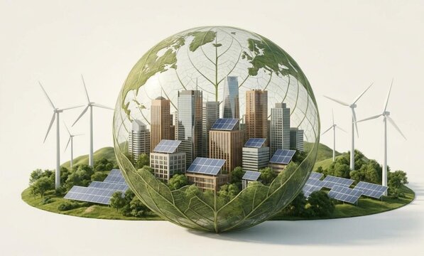 green planet earth in the shape of a tree