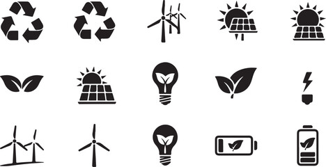 Naklejka premium Eco friendly icons for energy and sustainability