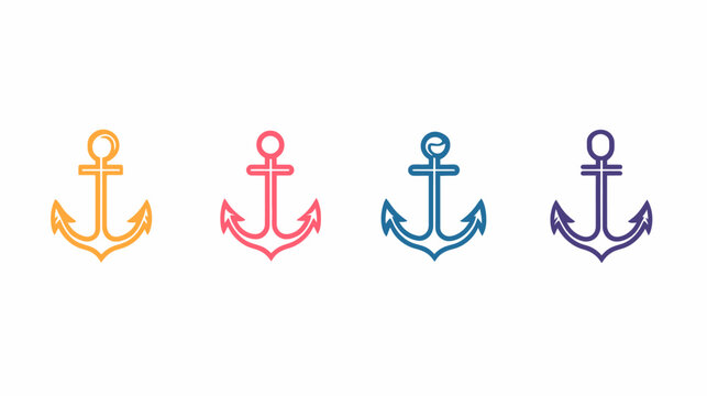 Four colored anchor icons in a row, each with a different hue, sitting against a white background