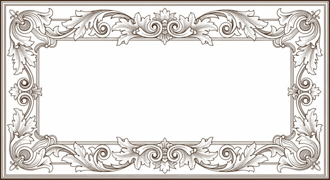 Ornate, intricate frame with swirling acanthus leaves and floral accents
