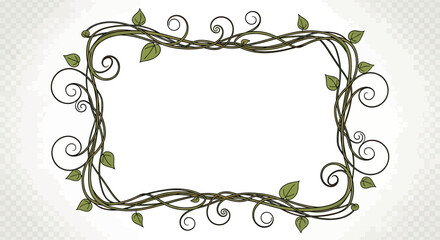 Ornate vine border with leaves and curls on a checkered background © Sendal