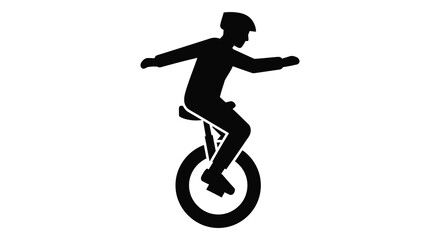 A person riding a unicycle depicted in a striking black silhouette © AL-AMIN