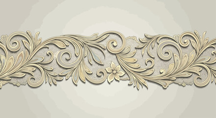 Fototapeta premium Ornate golden floral scrollwork with textured background