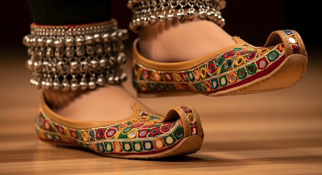 Traditional Indian Embroidered Mojari Shoes.