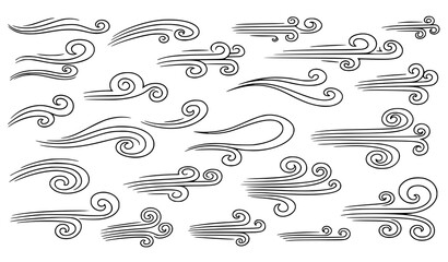 Abstract wind swirl doodle line art vector illustration © Keyapayal