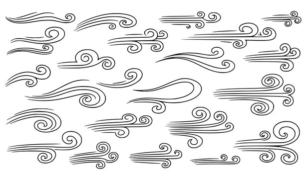 Abstract wind swirl doodle line art vector illustration