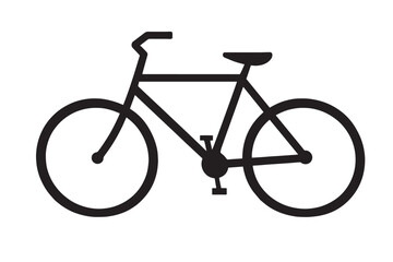 Fototapeta premium Minimalist bicycle silhouette vector, black bike icon on white background, simple cycling transportation graphic for urban mobility and fitness