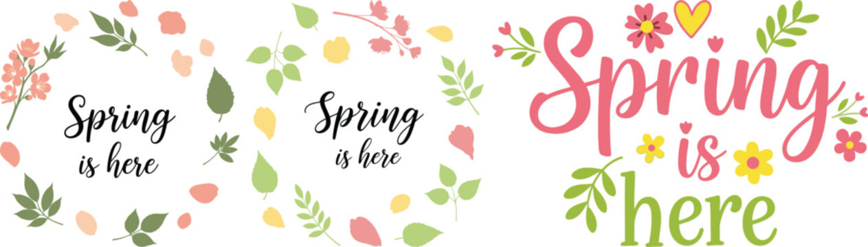 Spring is Here Floral Typography Set