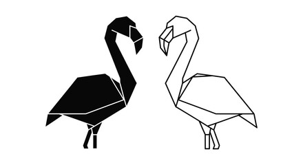 Geometric flamingos in contrasting shades a striking graphic silhouette high quality © Rina