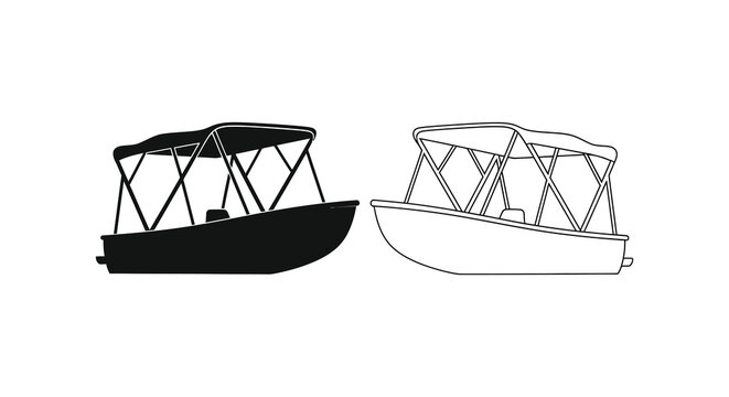Two pedal boats depicted in contrasting tones a striking silhouette