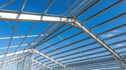 Fototapeta premium Metal structure under blue sky.