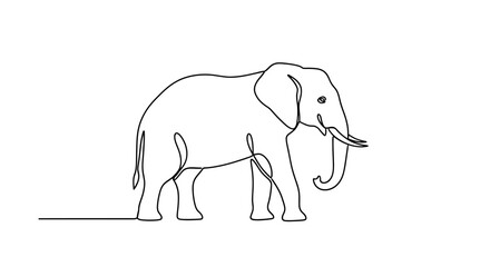 Obraz premium One continuous line drawing of a majestic elephant