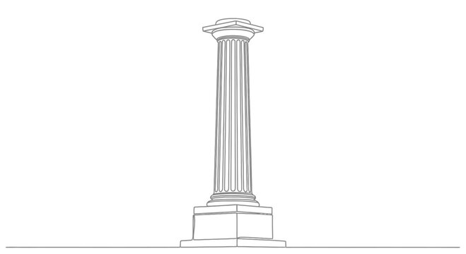 Minimalist line art depicts a classical Doric column on a stepped base