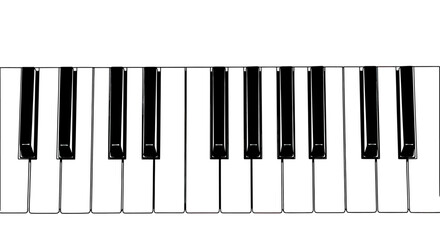 Fototapeta premium Close-up of piano keys, black and white, simple line art