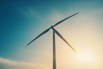Obraz premium Wind turbine are adopted renewable energy technologies used to generate electricity sustainably. Green energy reduces pollution and keeps the environment clean and sustainable